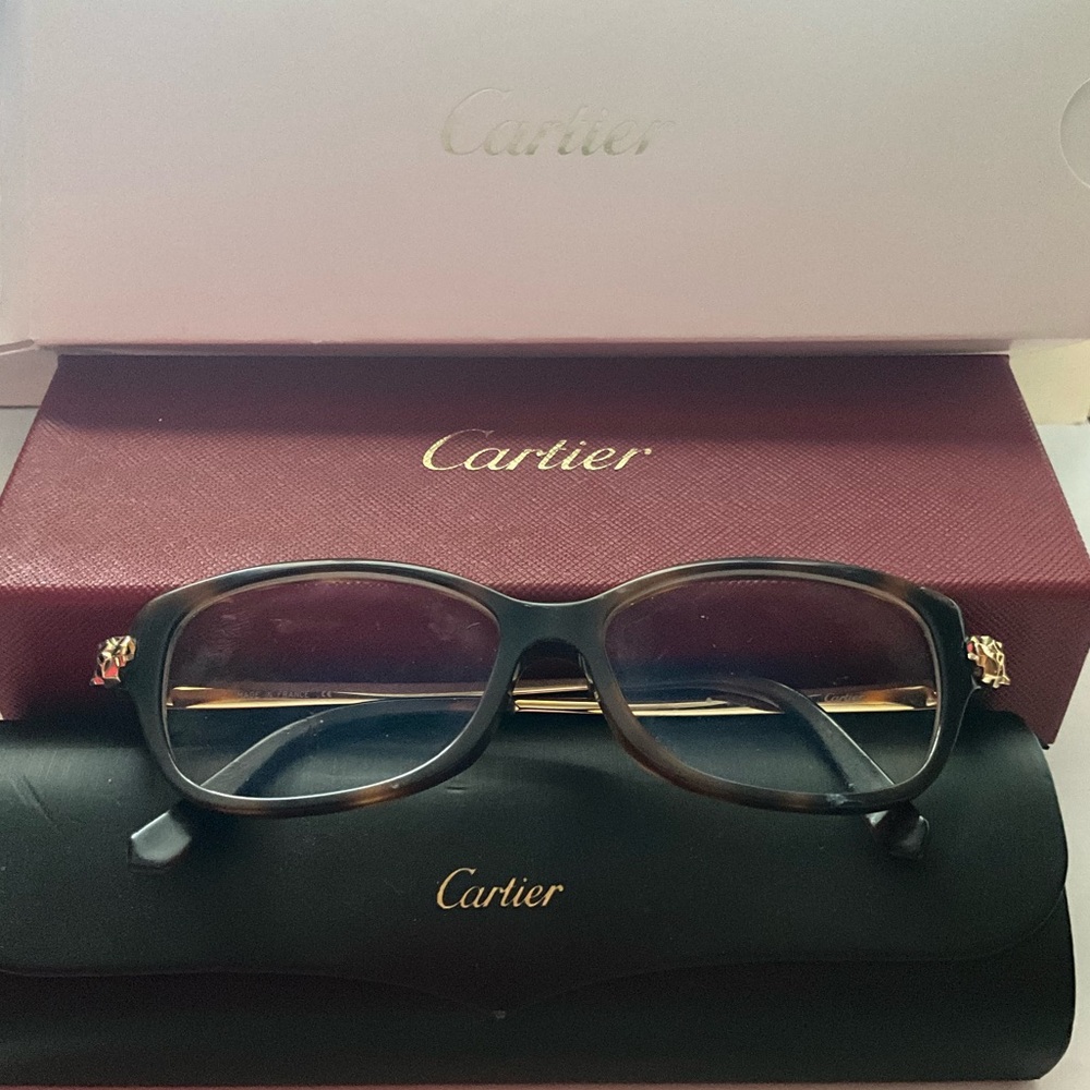 Authentic Cartier Panthère eyeglasses women- Tortoise and Gold